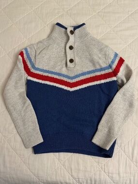Gap kids quarter-button up mock-neck sweater, fleece-lined neck